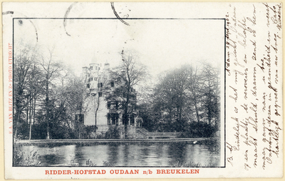 14046 Gezicht over de Vecht op de linker- en voorgevel van kasteel Oudaen (Zandpad 80) te Breukelen uit het westen.